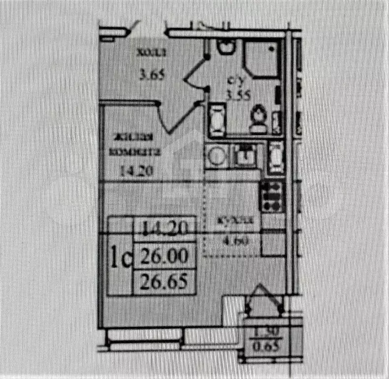 Квартира-студия, 26 м, 12/27 эт. - Фото 0