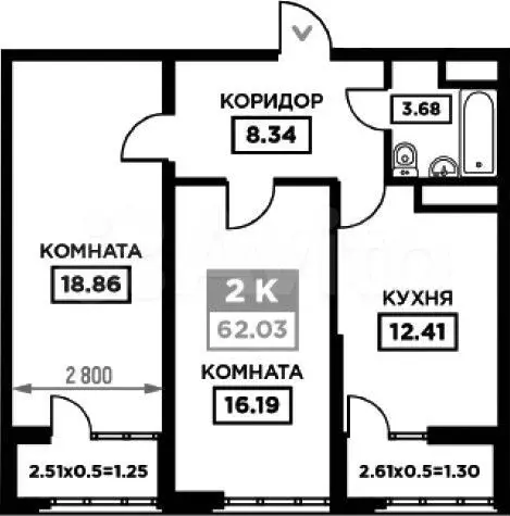 2-к. квартира, 62 м, 4/21 эт. - Фото 1