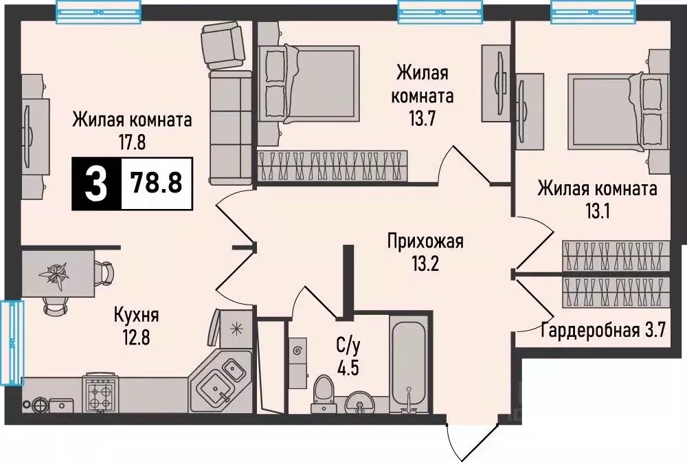 3-к кв. Ставропольский край, Железноводск городской округ, пос. ... - Фото 1