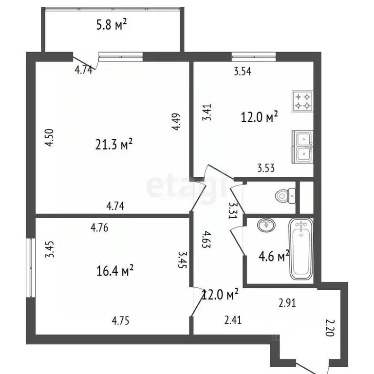 2-к кв. Санкт-Петербург просп. Науки, 17к6 (67.1 м) - Фото 2