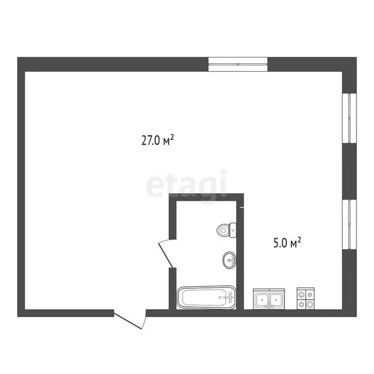 Квартира-студия: село Орёл-Изумруд, Малиновая улица, 3Б/1 (32.1 м) - Фото 0