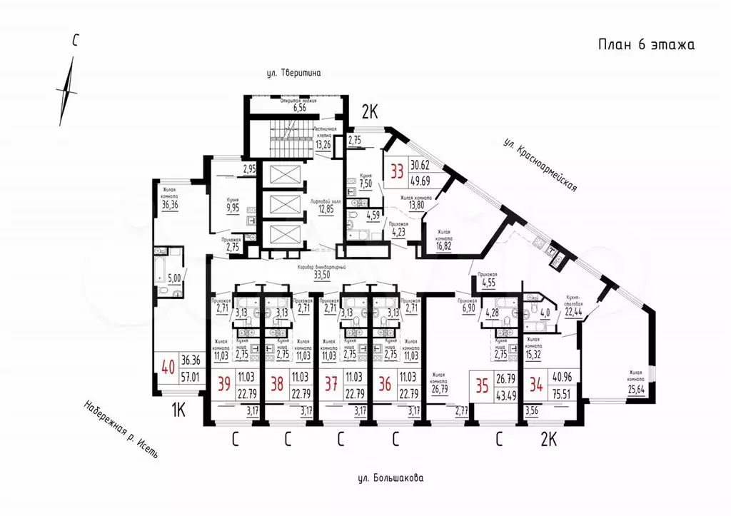Квартира-студия, 22,8 м, 6/25 эт. - Фото 1