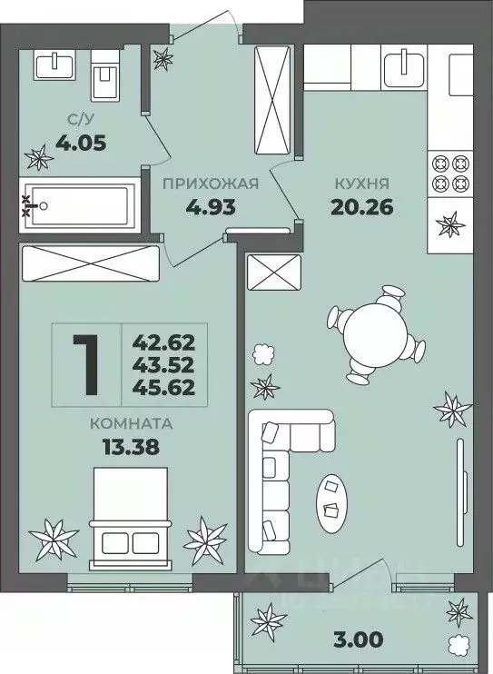 1-к кв. Калининградская область, Калининград ул. Генерала Толстикова, ... - Фото 1