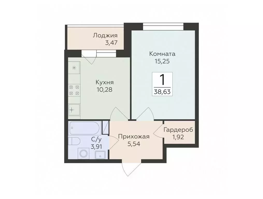 1-к кв. Воронежская область, Воронеж ул. Чапаева, 68Б (38.63 м) - Фото 0