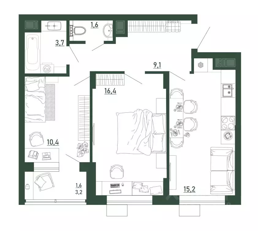 2-к кв. Воронежская область, Воронеж бул. Содружества, 6 (58.0 м) - Фото 1