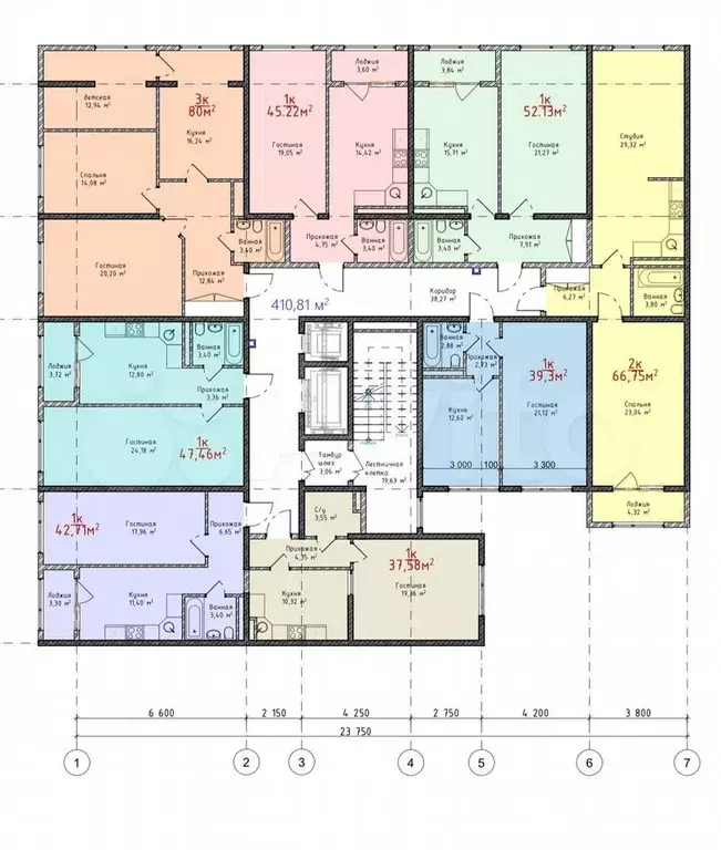 1-к. квартира, 39 м, 6/8 эт. - Фото 1