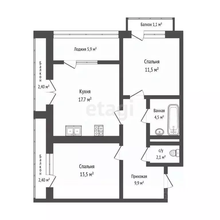 2-к кв. Тюменская область, Тюменский муниципальный округ, д. Дударева ... - Фото 1