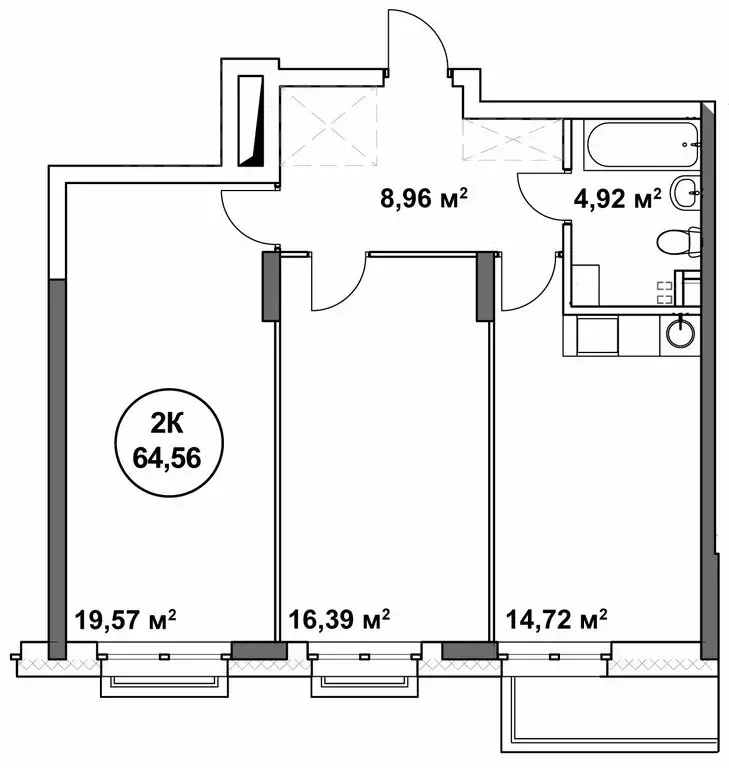 2-комнатная квартира: Нижний Новгород, Нижегородский район (64.71 м) - Фото 1