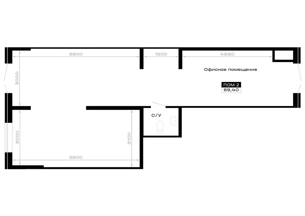 Помещение свободного назначения (69.4 м) - Фото 2