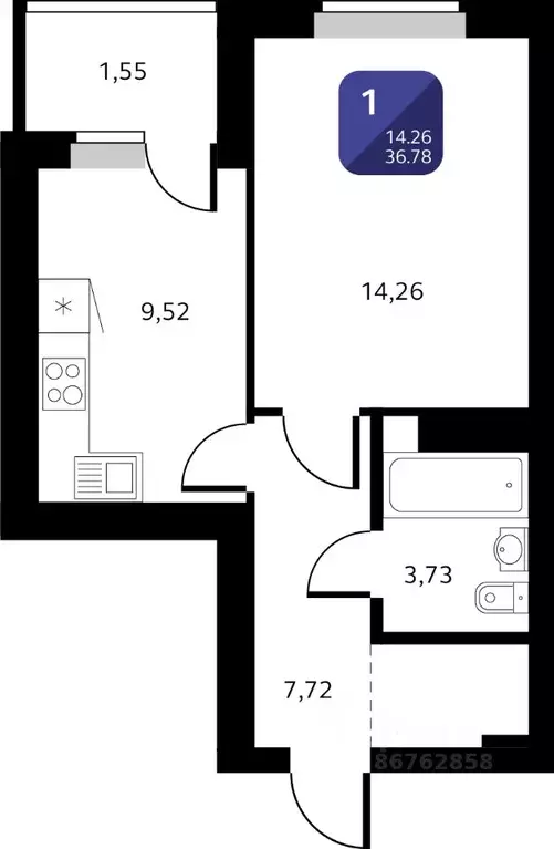 1-к кв. Башкортостан, Уфа Черниковка жилрайон, ВАЗ мкр, Черника жилой ... - Фото 0