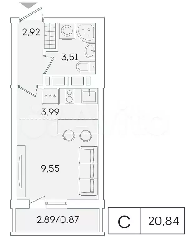 Квартира-студия, 20 м, 12/16 эт. - Фото 0