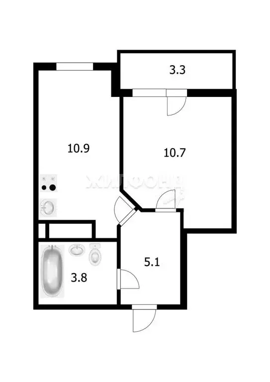 1-комнатная квартира: Новосибирск, улица Бородина, 54 (30.3 м) - Фото 0