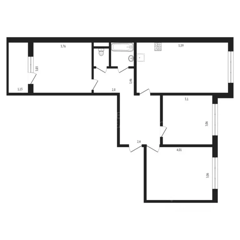 3-к кв. Тюменская область, Тюмень Кремлевская ул., 102к1 (64.9 м) - Фото 1