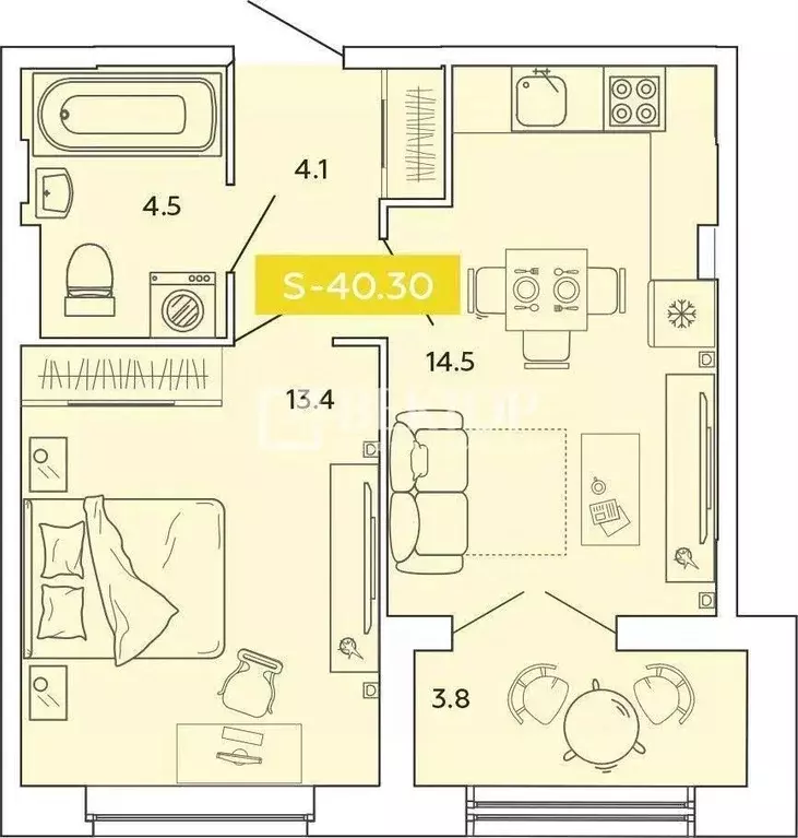 1-к кв. Ивановская область, Иваново ул. Спартака, 22А (40.3 м) - Фото 2