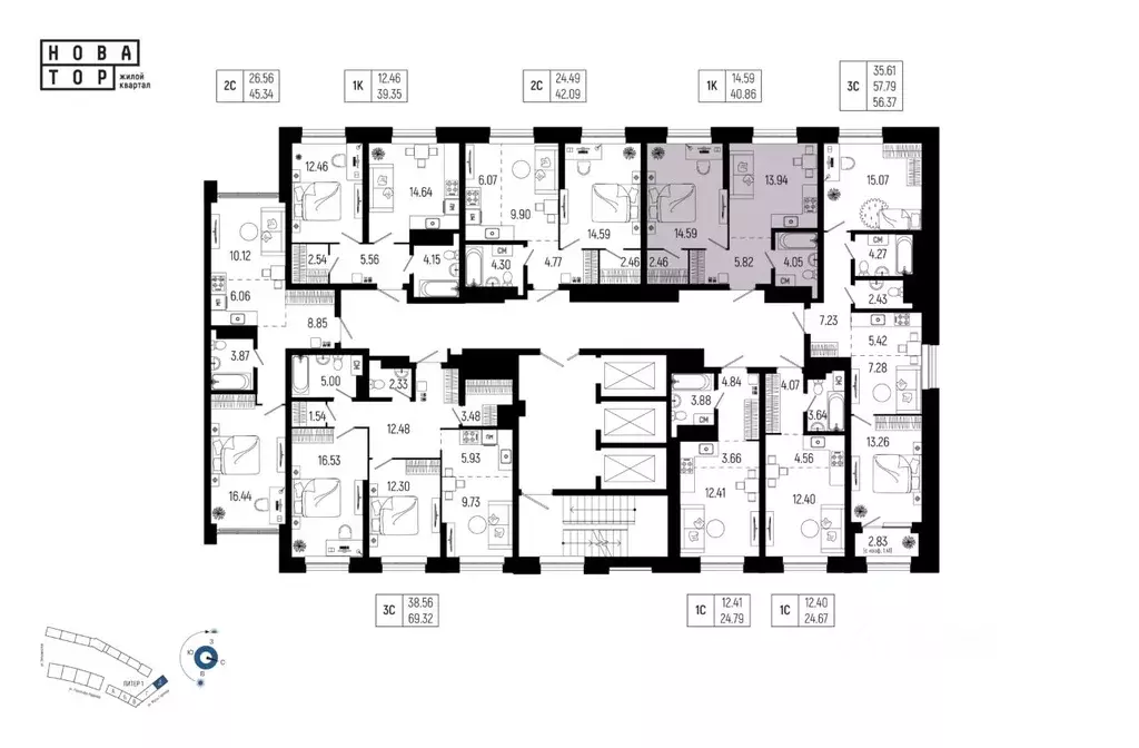 1-к кв. Башкортостан, Уфа Глумилино-1 мкр, Новатор жилой комплекс ... - Фото 2