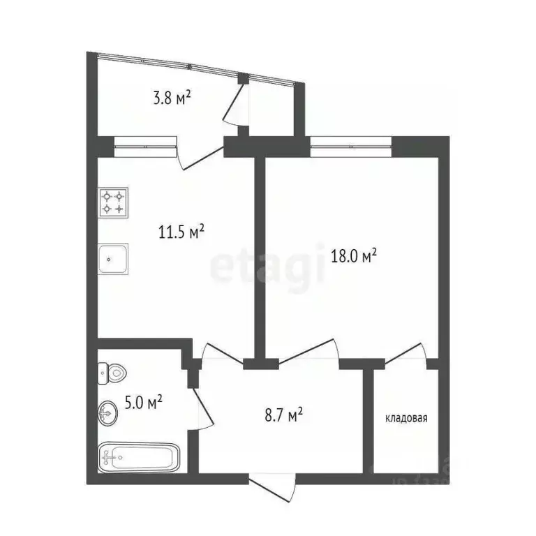 1-к кв. Ханты-Мансийский АО, Сургут Университетская ул., 11 (43.7 м) - Фото 1