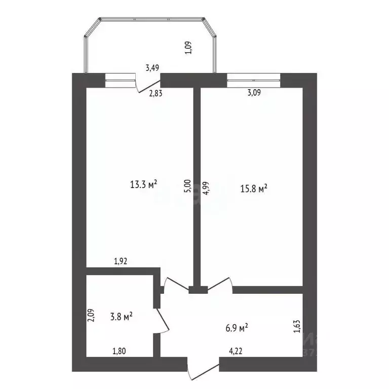 1-к кв. Амурская область, Благовещенск Октябрьская ул., 197 (40.9 м) - Фото 2