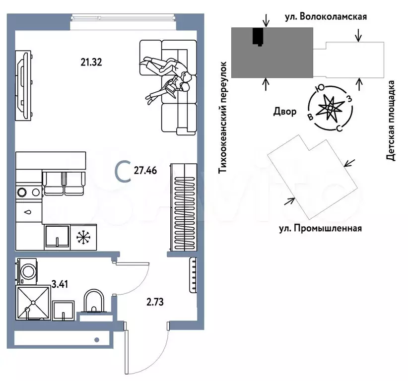 Квартира-студия, 27,5 м, 15/20 эт. - Фото 0