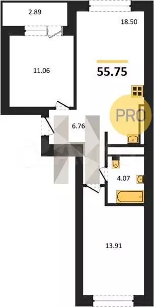 2-к. квартира, 55,7 м, 5/9 эт. - Фото 1