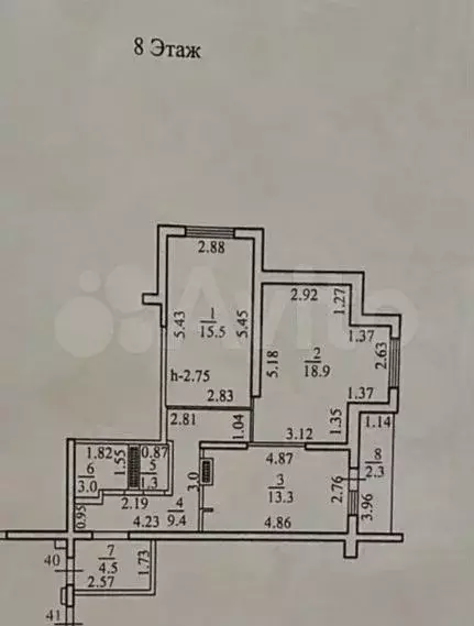 2-к. квартира, 65,9 м, 8/16 эт. - Фото 0