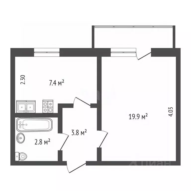1-к кв. Крым, Щелкино Ленинский район, 8 (29.0 м) - Фото 2