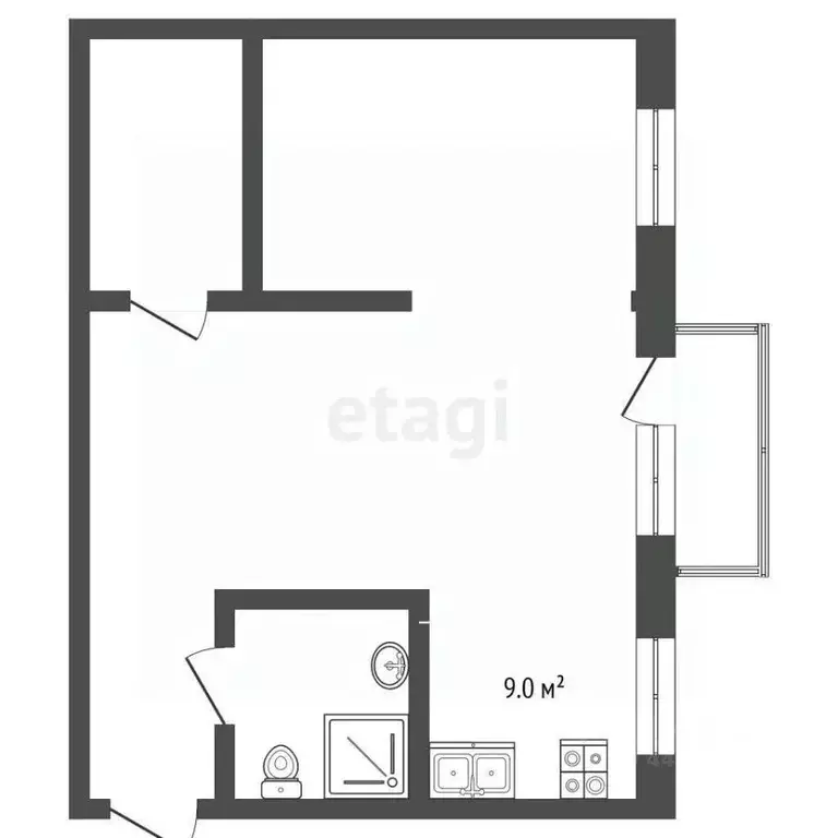 2-к кв. Челябинская область, Челябинск ул. Клары Цеткин, 48 (42.0 м) - Фото 2