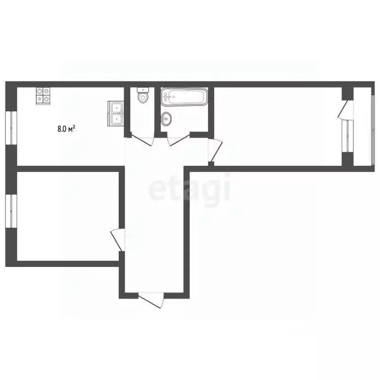 2-к кв. Ямало-Ненецкий АО, Муравленко ул. Ленина, 46 (52.2 м) - Фото 2