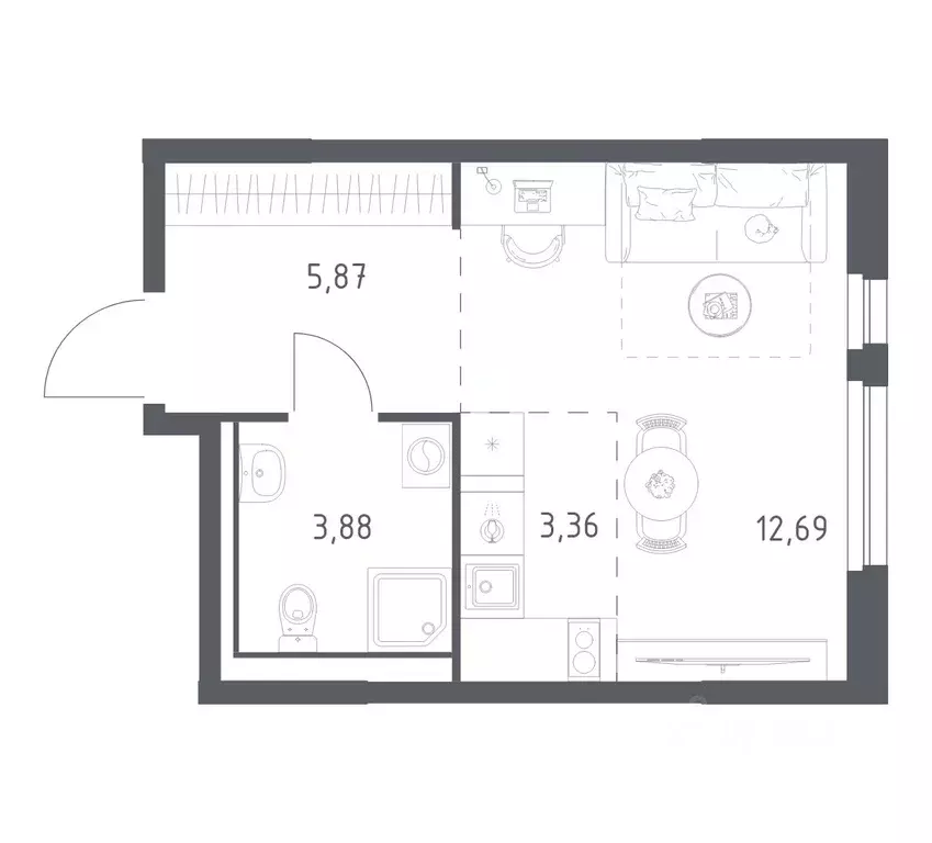 Студия Ленинградская область, Всеволожский район, Свердловское ... - Фото 1