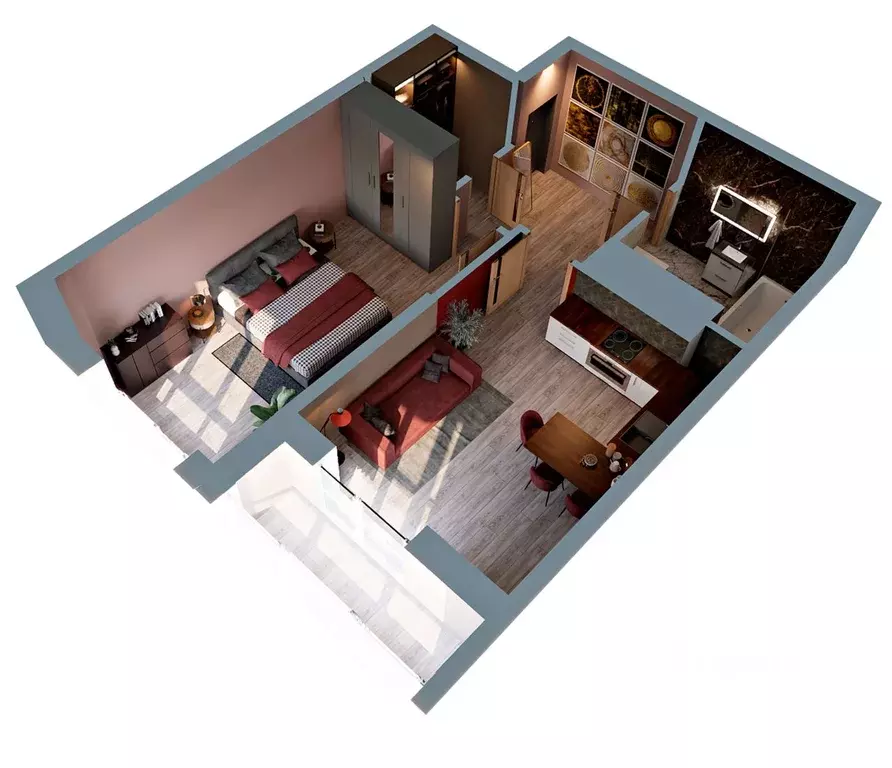 1-к кв. Башкортостан, Нефтекамск Комсомольский просп., 92 (47.42 м) - Фото 2