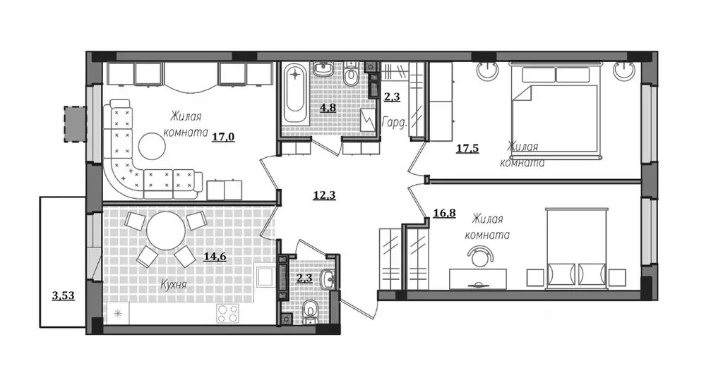 3-к кв. Смоленская область, Смоленск ул. Александра Степанова, 14 ... - Фото 1