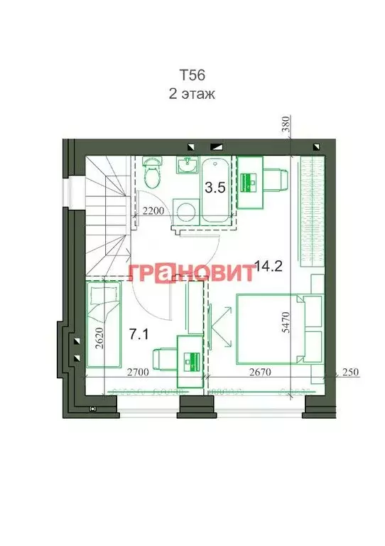 дом в посёлок садовый, микрорайон берёзки-3, 5 (54.1 м) - Фото 1