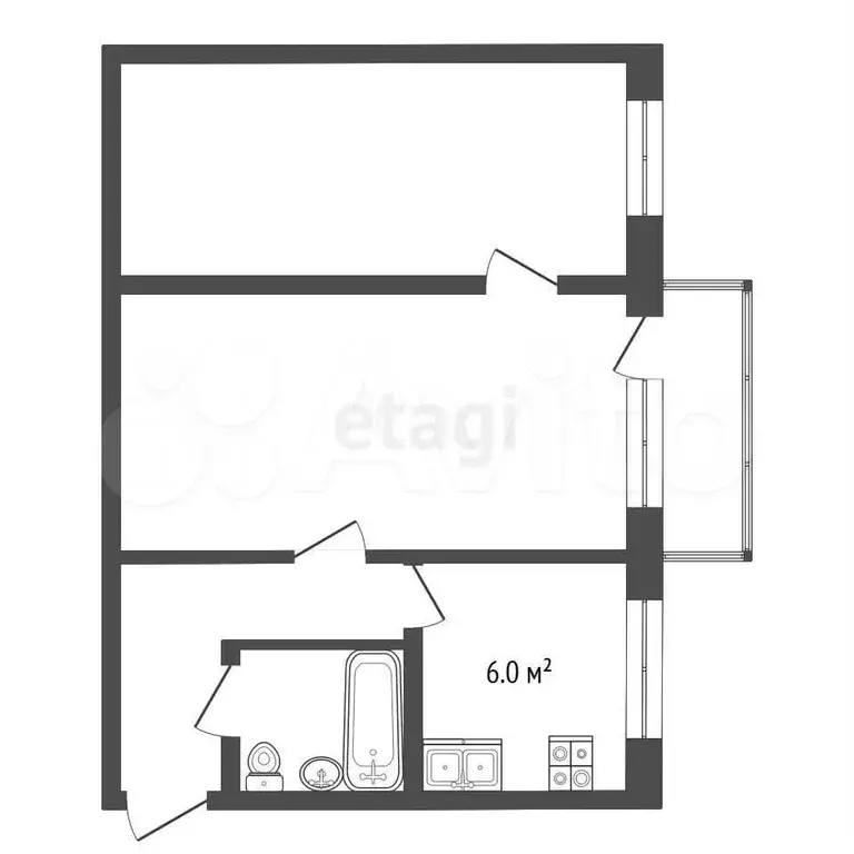 2-к. квартира, 44 м, 2/5 эт. - Фото 0