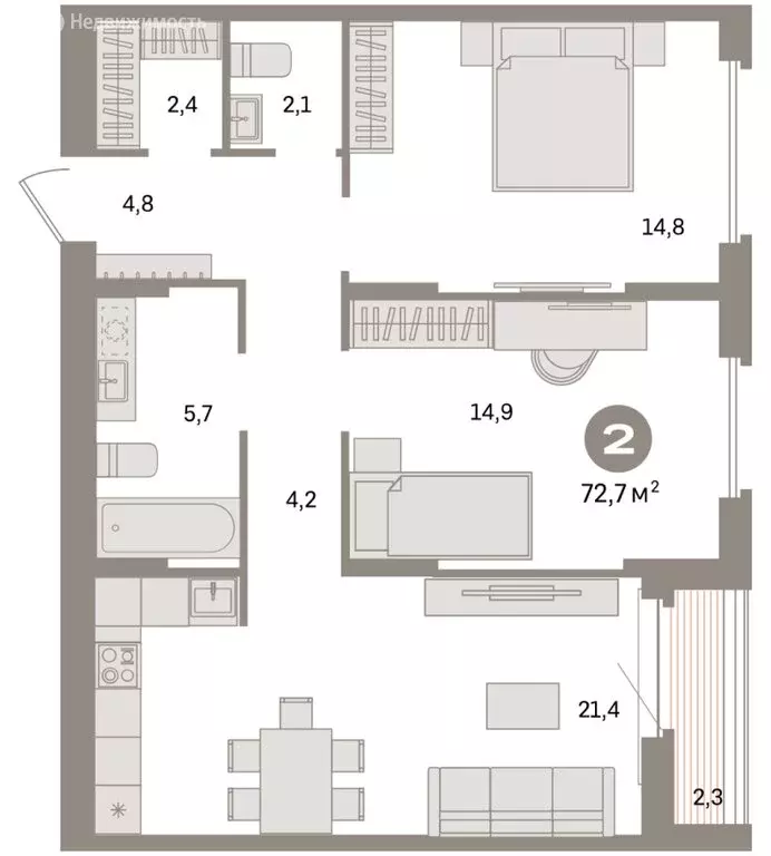 2-комнатная квартира: Екатеринбург, жилой район Сортировочный, ... - Фото 2