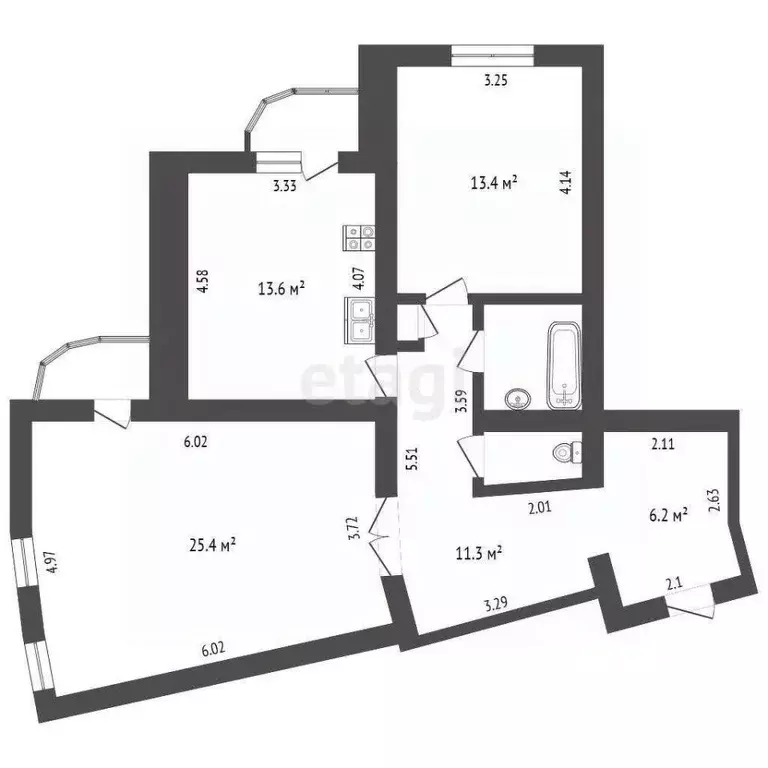 2-к кв. Пермский край, Пермь ул. Максима Горького, 60 (74.8 м) - Фото 2