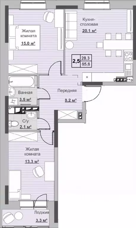 2-к кв. Удмуртия, Ижевск ул. Ухтомского (65.7 м) - Фото 0