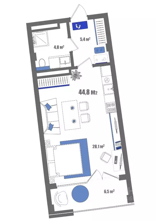 1-к кв. Крым, Судак ул. Набережная, 75 (43.66 м) - Фото 1