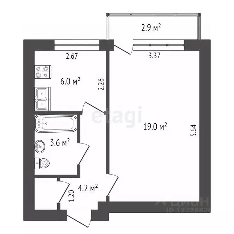 1-к кв. Калужская область, Малоярославец ул. Григория Соколова, 42 ... - Фото 2