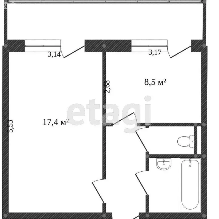 1-комнатная квартира: Белгород, улица Есенина, 48 (33.5 м) - Фото 0