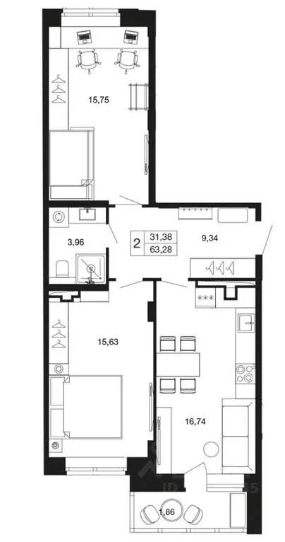 2-к кв. Московская область, Апрелевка Наро-Фоминский городской округ, ... - Фото 0