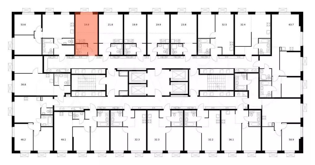 Квартира-студия, 19,9 м, 9/33 эт. - Фото 1