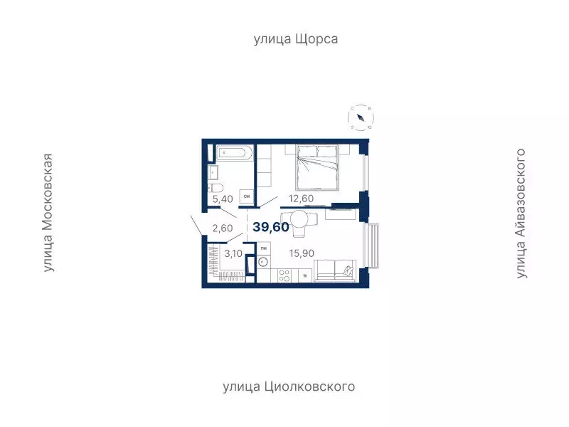 1-комнатная квартира: Екатеринбург, Московская улица, 251 (39.6 м) - Фото 0