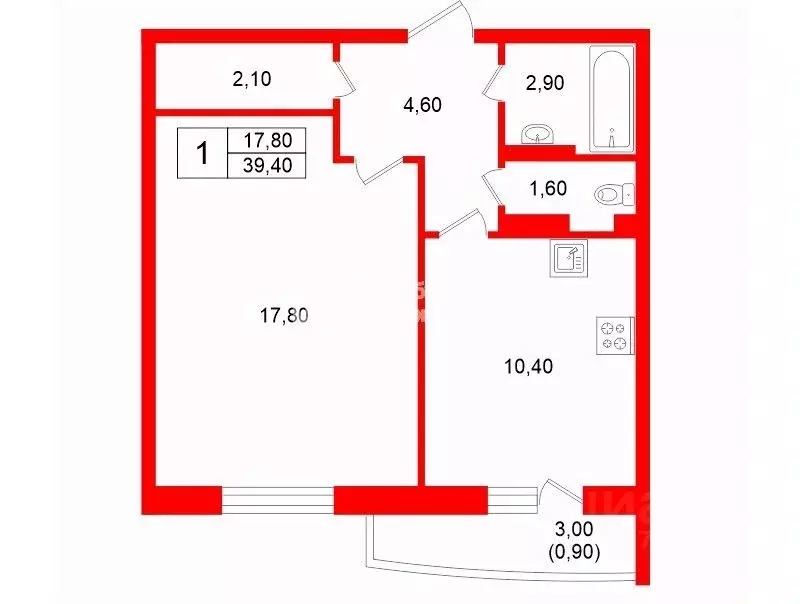 1-к кв. Санкт-Петербург просп. Славы, 52к1 (39.4 м) - Фото 2