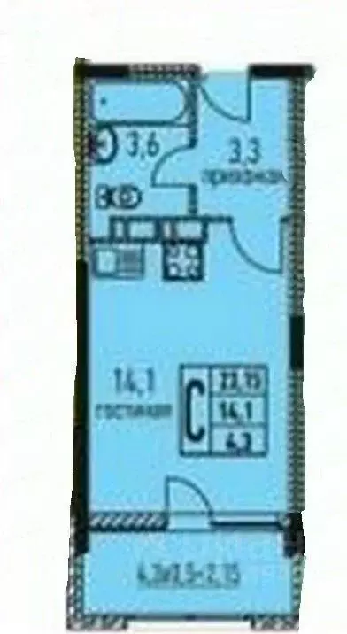 Студия Краснодарский край, Анапа Таманская ул., 121к17 (25.0 м) - Фото 2