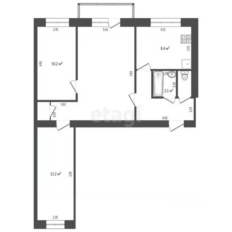 3-к кв. Пензенская область, Заречный Зеленая ул., 5 (62.1 м) - Фото 1
