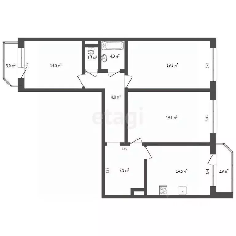 3-к кв. Тюменская область, Тюмень ул. Александра Митинского, 7 (90.0 ... - Фото 2