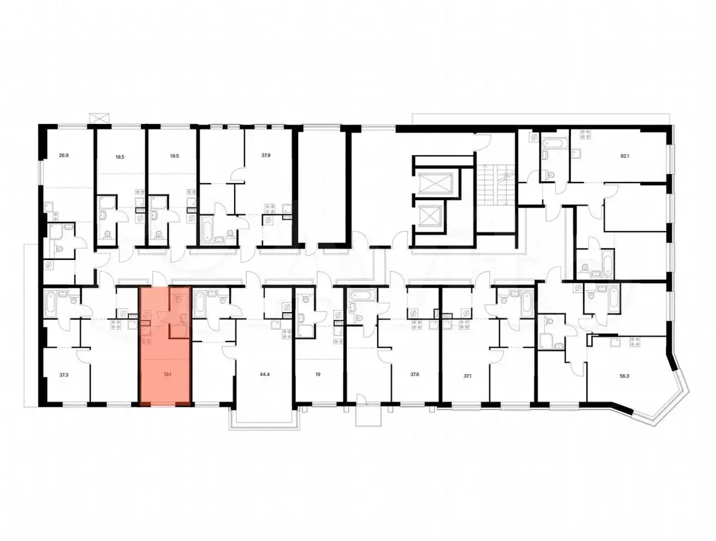 Квартира-студия, 19,1 м, 4/17 эт. - Фото 1