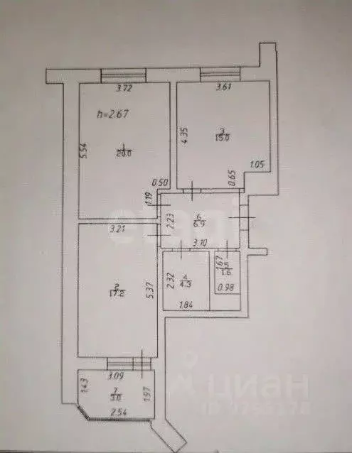 2-к кв. Татарстан, Казань Курская ул., 27 (65.0 м) - Фото 2