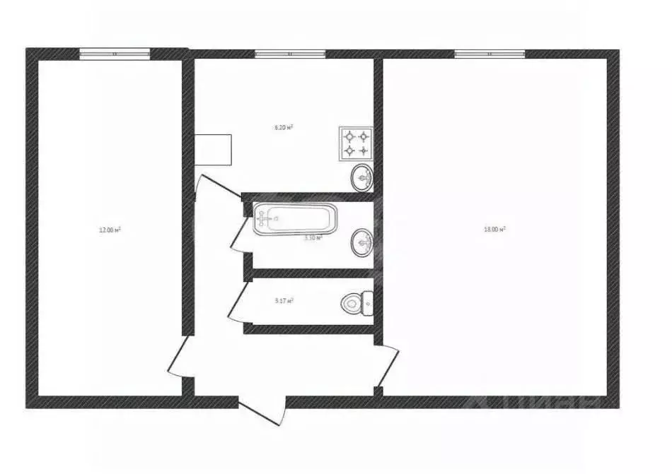 2-к кв. Смоленская область, Смоленск ул. Юрьева, 9 (44.1 м) - Фото 2