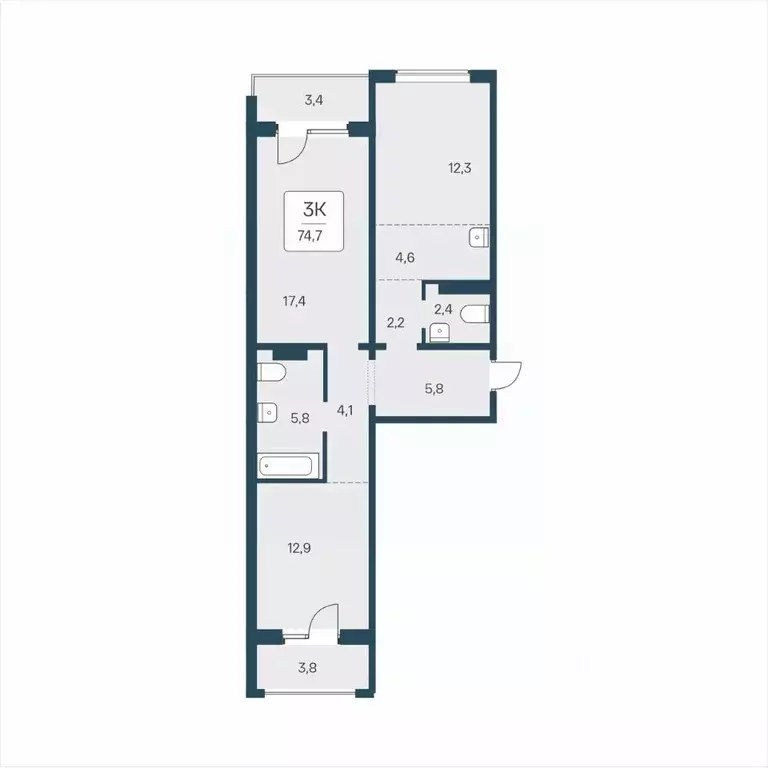 3-к кв. Новосибирская область, Новосибирск ул. Сибиряков-Гвардейцев, ... - Фото 1