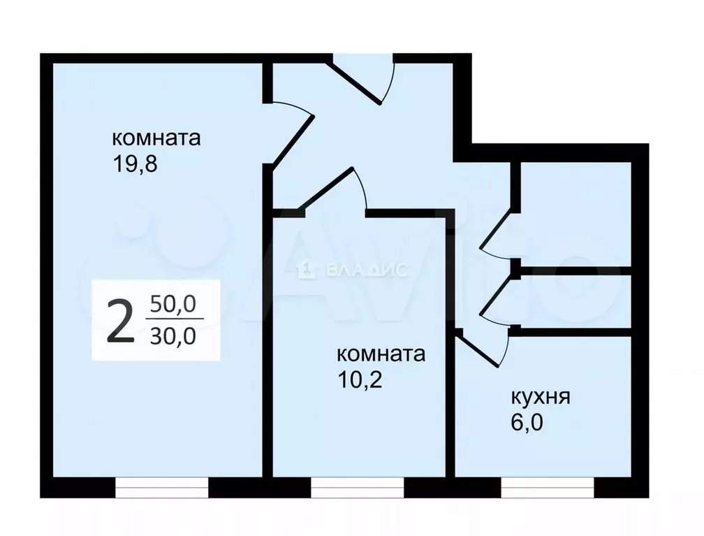 2-к. квартира, 50 м, 7/9 эт. - Фото 0